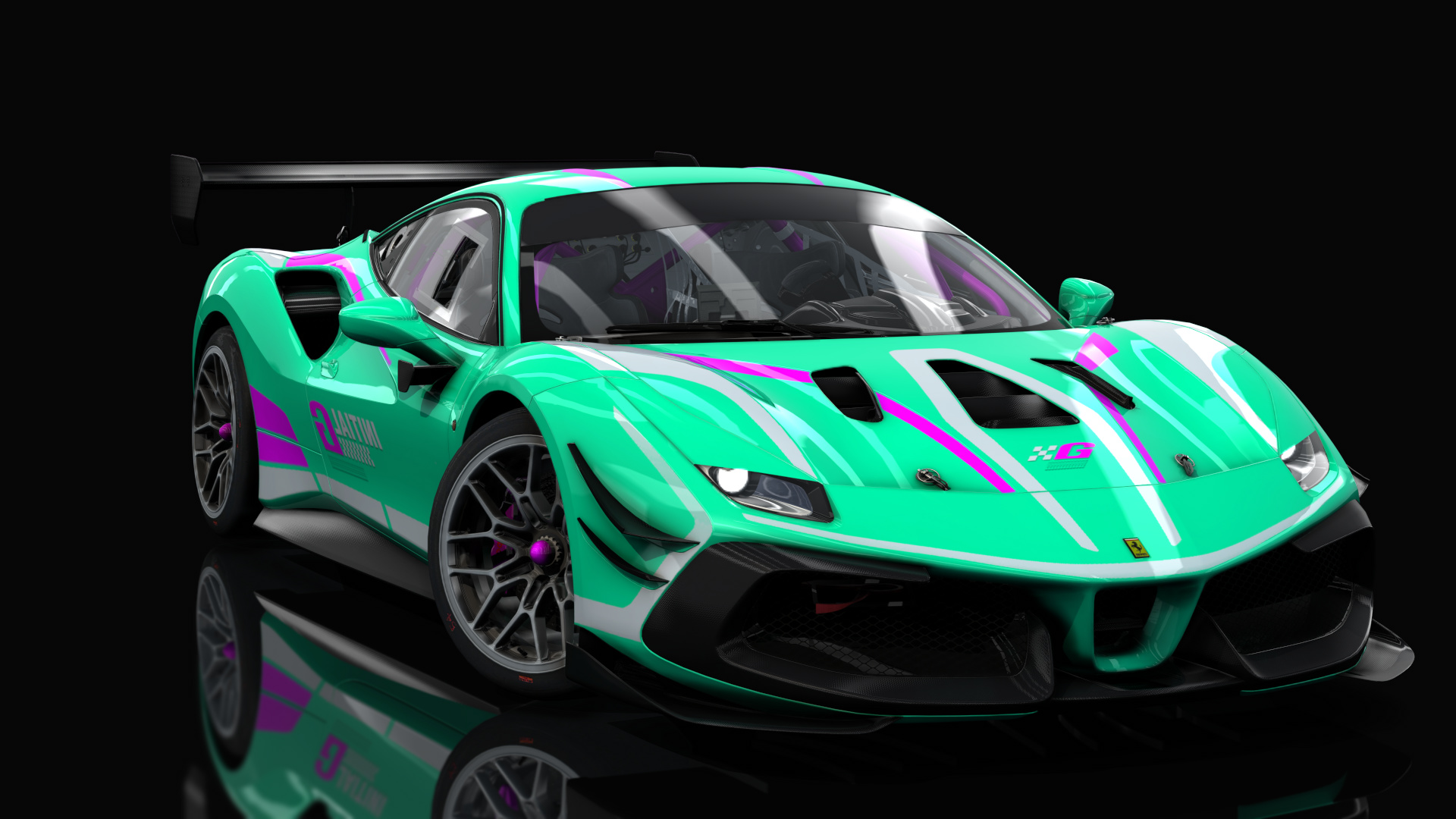 INITIAL G Black Neon Mint Ferrari 488 Challenge Evo 2020 – Initial G — INITIAL G Black Neon Mint